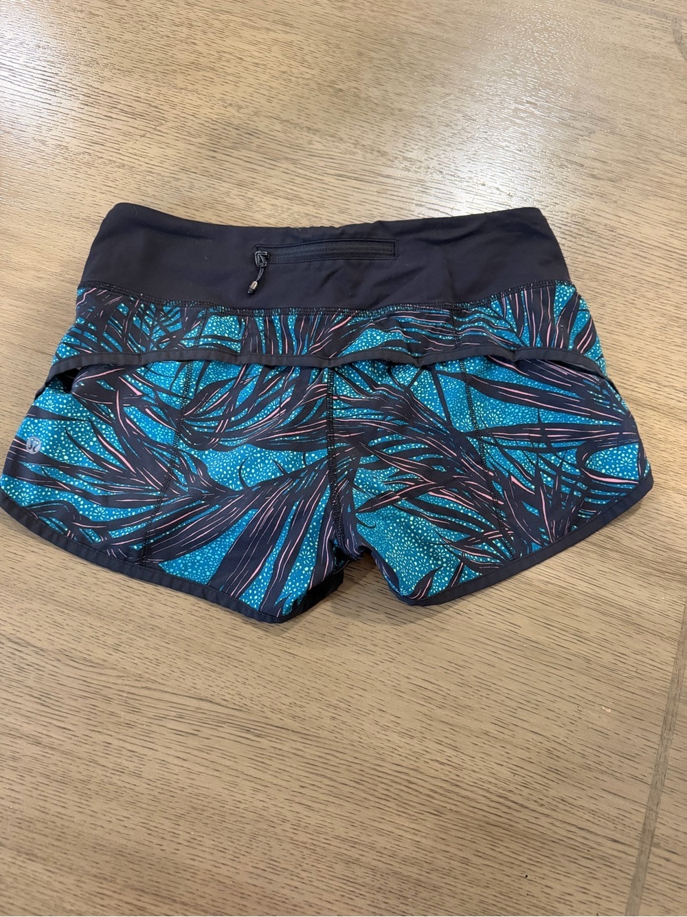 lululemon athletica Teal and Black Printed Run Shorts